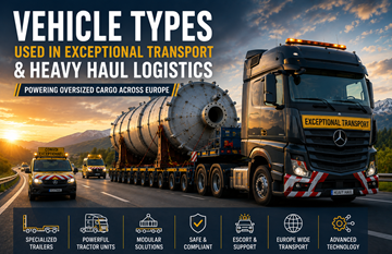 Heavy haul trucks and specialized trailers transporting oversized cargo across Europe
