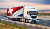 Road Transport Truck with Switzerland Flag