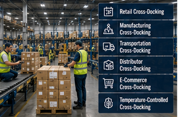 Different cross-docking types used in transport and warehouse logistics